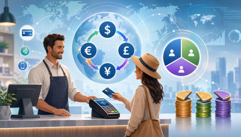 DCC revenue sharing through global currency conversion at a point-of-sale terminal