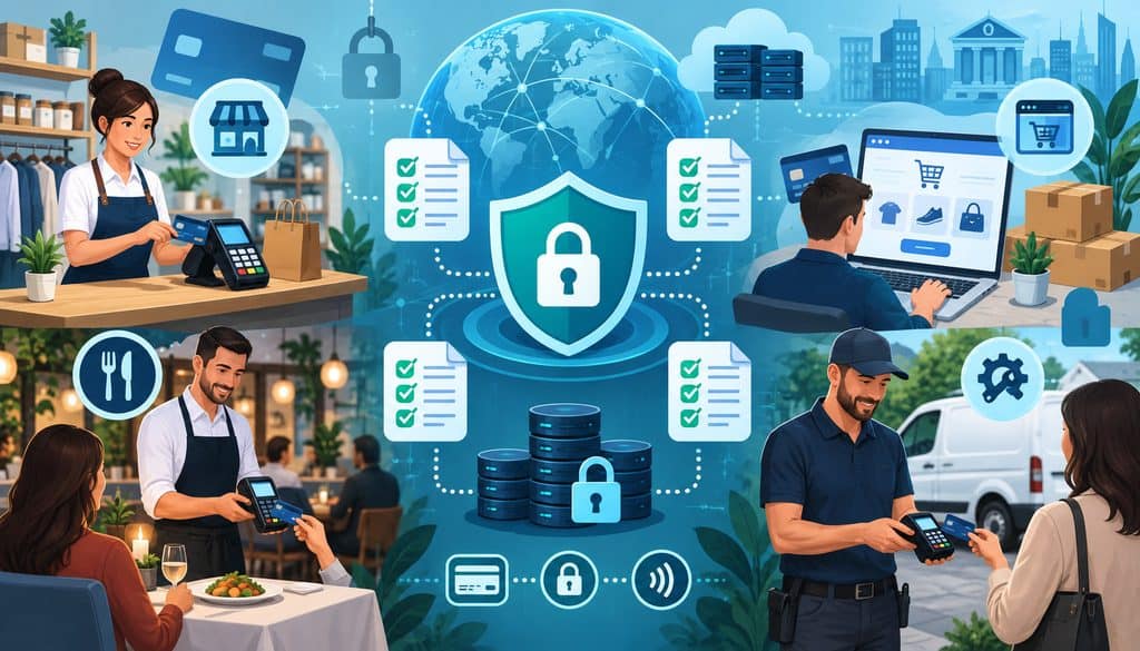 Merchants and PCI SAQ compliance types illustration